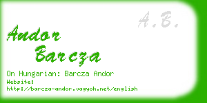andor barcza business card
